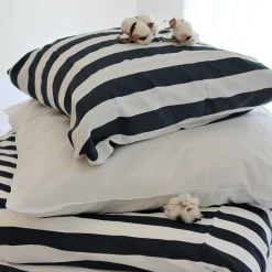 Blok strib sengetøj 140x220 cm navy