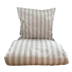 Blok strib sengetøj 140x220 cm sand