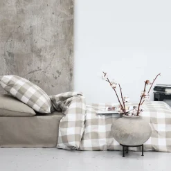 Blok tern sengetøj 140x220 cm mud/off white
