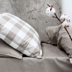 Blok tern sengetøj 140x220 cm mud/off white