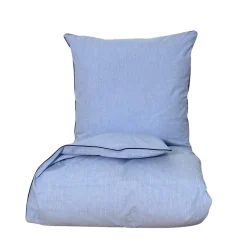 Chambré sengetøj 140x200 cm blå m/piping