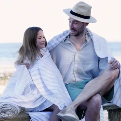 Hammam håndklæde 80x180 cm støvet blå striber