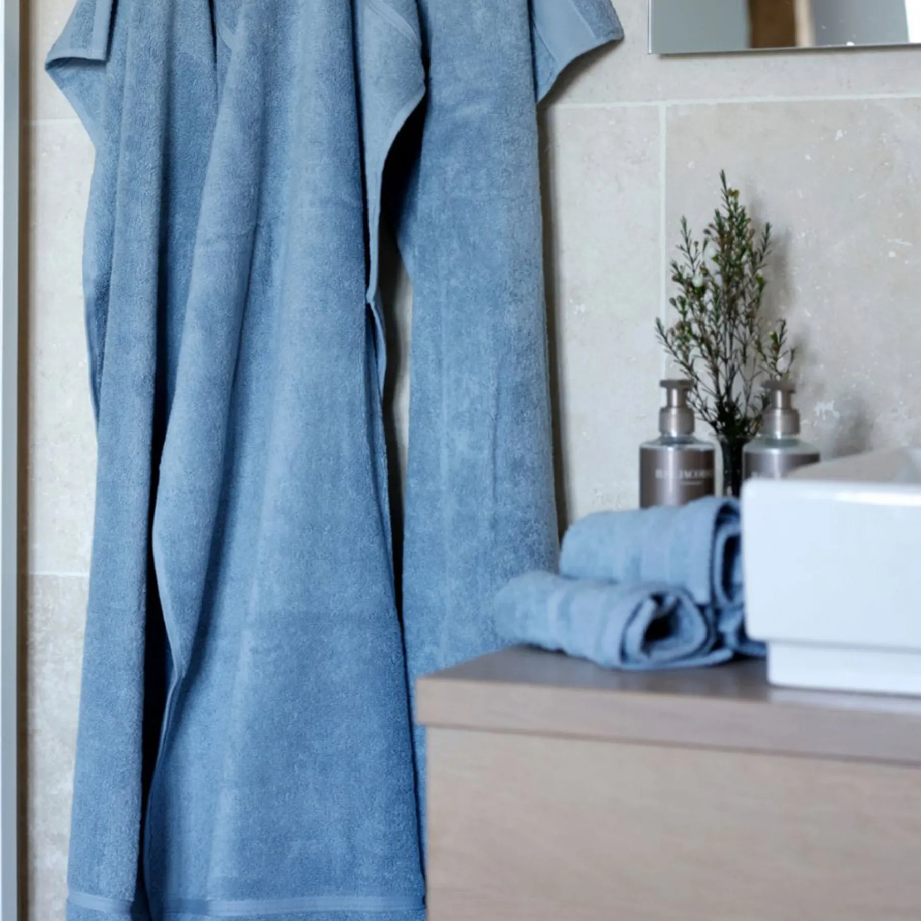 Håndklæde 2 stk 50x100 cm støvet blå