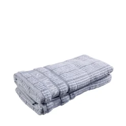 Håndklæde 2 stk 50x100 cm støvet blå striber