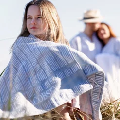 Håndklæde 70x140 cm støvet blå striber