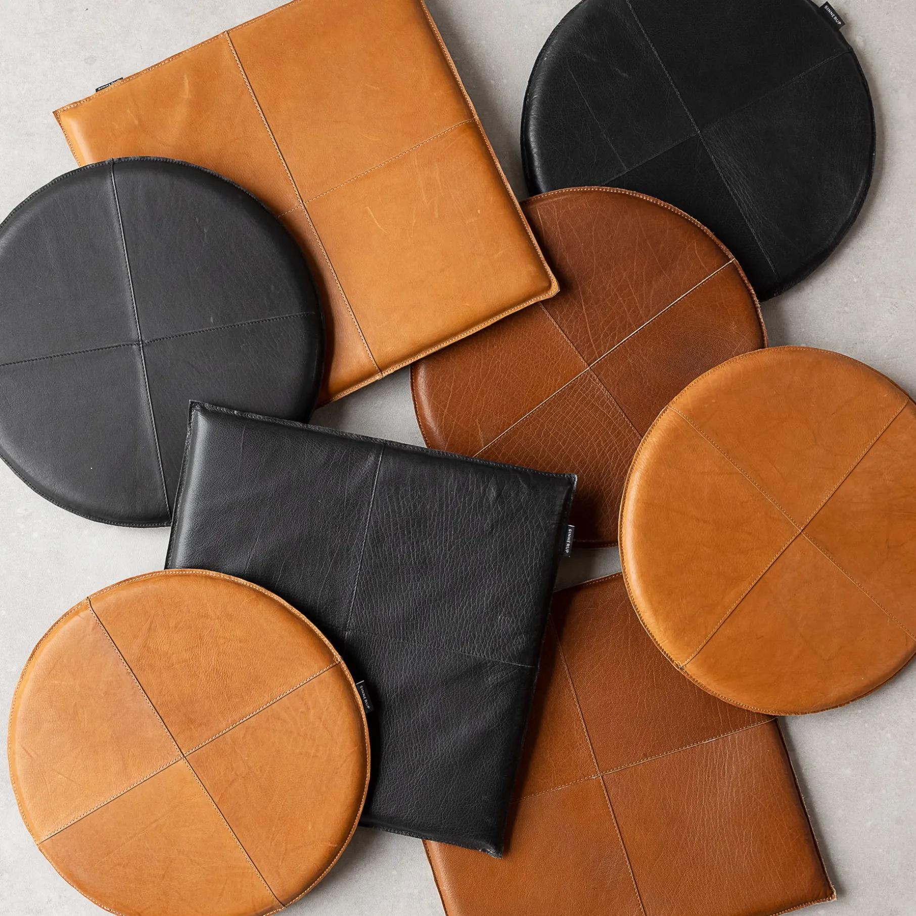 Læder hynde Ø38 cm