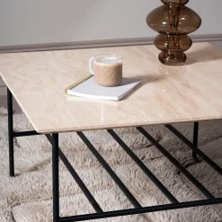 LINES II sofabord i travertin 80x80 cm