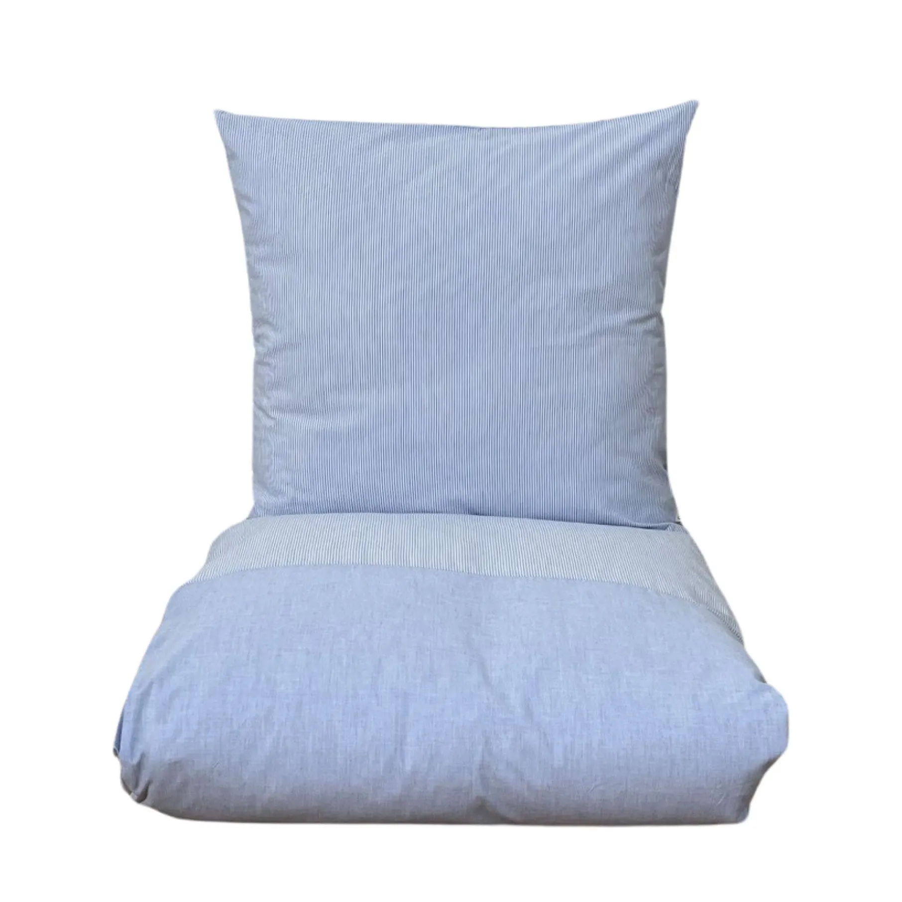 Mini strib patchwork sengetøj 140x220 cm blå