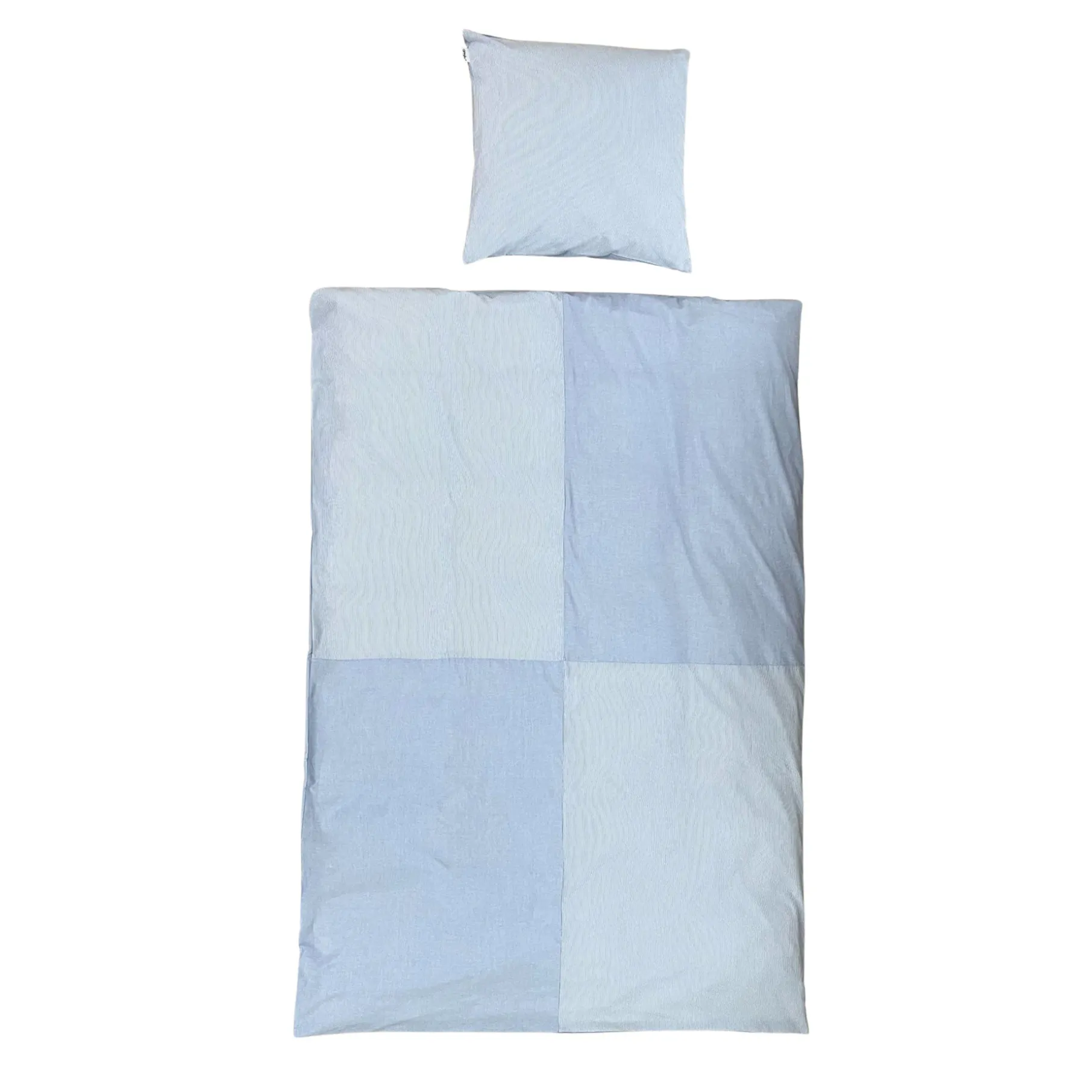 Mini strib patchwork sengetøj 140x220 cm blå