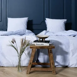 Mini strib patchwork sengetøj 140x220 cm blå