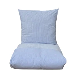 Mini strib patchwork sengetøj 140x200 cm blå