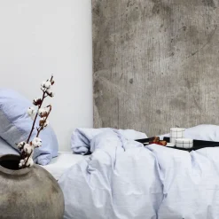 Mini strib sengetøj 140x200 cm blå