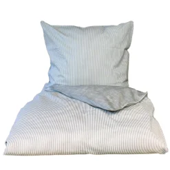 Mini strib sengetøj 140x220 cm lys grå