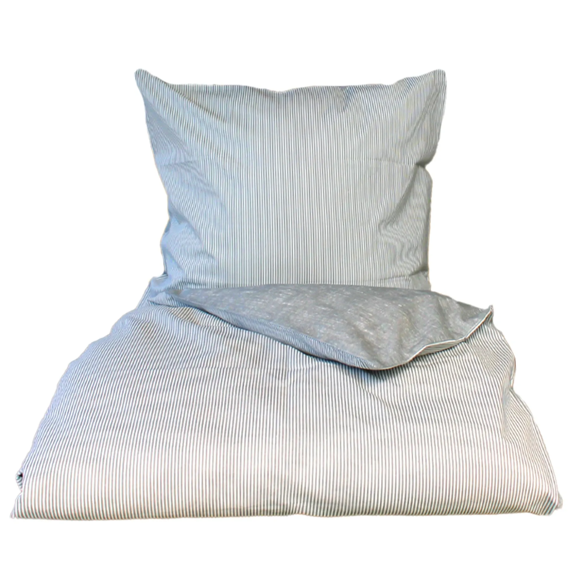 Mini strib sengetøj 140x220 cm lys grå