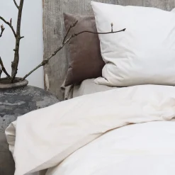 Mini strib sengetøj 140x200 cm sand/hvid