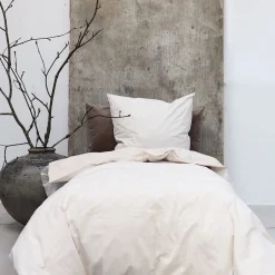 Mini strib sengetøj 140x200 cm sand/hvid