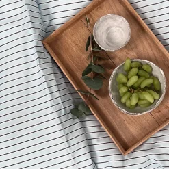 Multi strib sengetøj 140x200 cm lys blå