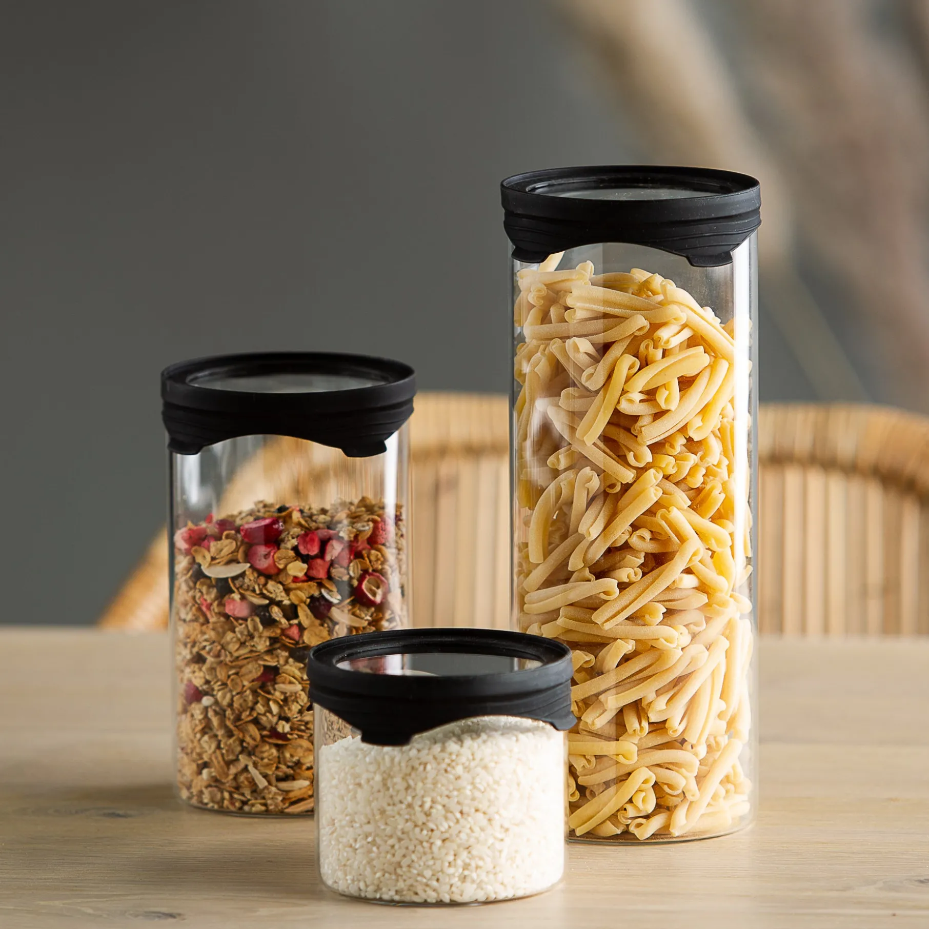 Opbevaringsglas, sæt af 3 str.