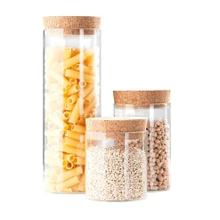 Opbevaringskrukker i glas, sæt af 3 stk.