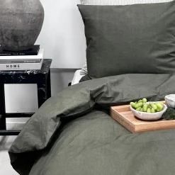 Percale sengetøj 140x220 cm oliven