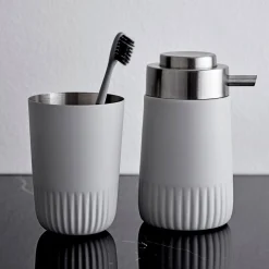 Plissé tandbørstekrus light grey