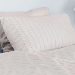 Pudebetræk 63x60 cm beige/sand striber