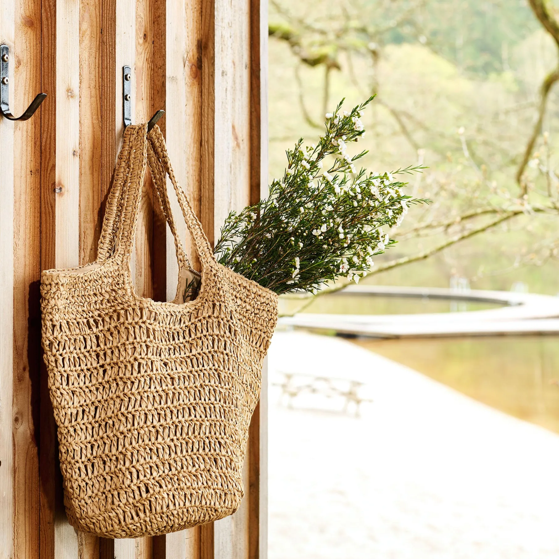Raffia hæklet taske