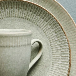 Relief middagstallerken Ø27 cm stentøj grøn