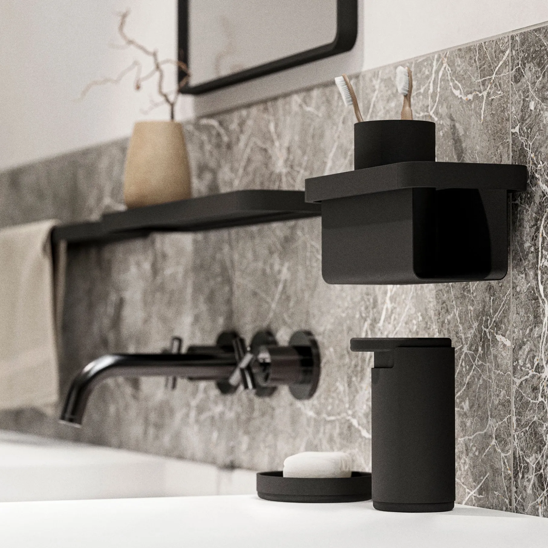 Rim sæbedispenser 14,4 cm sort