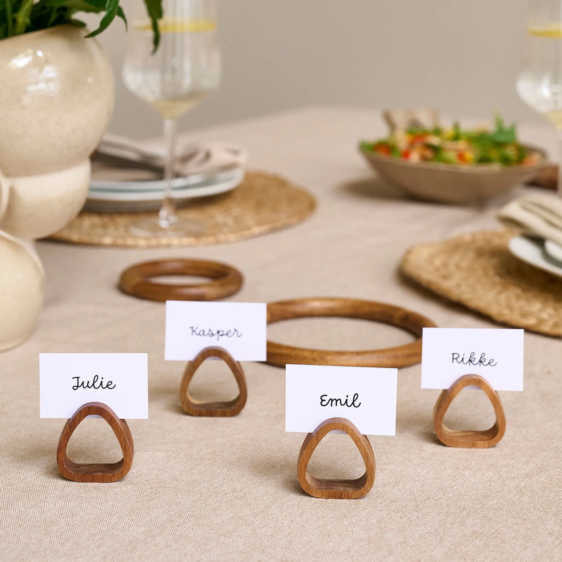 Servietring i egetræ - 4 stk