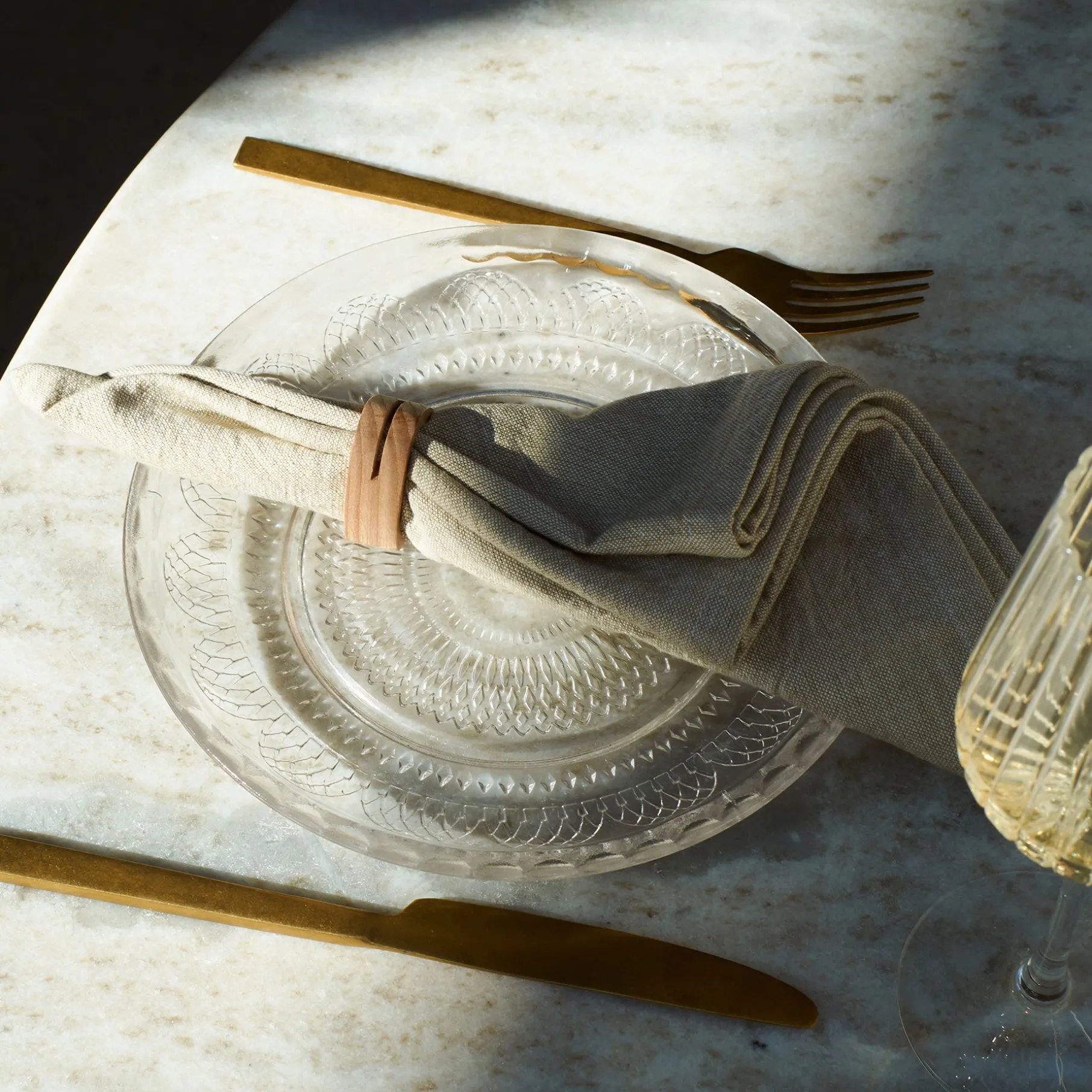 Servietring i egetræ - 4 stk