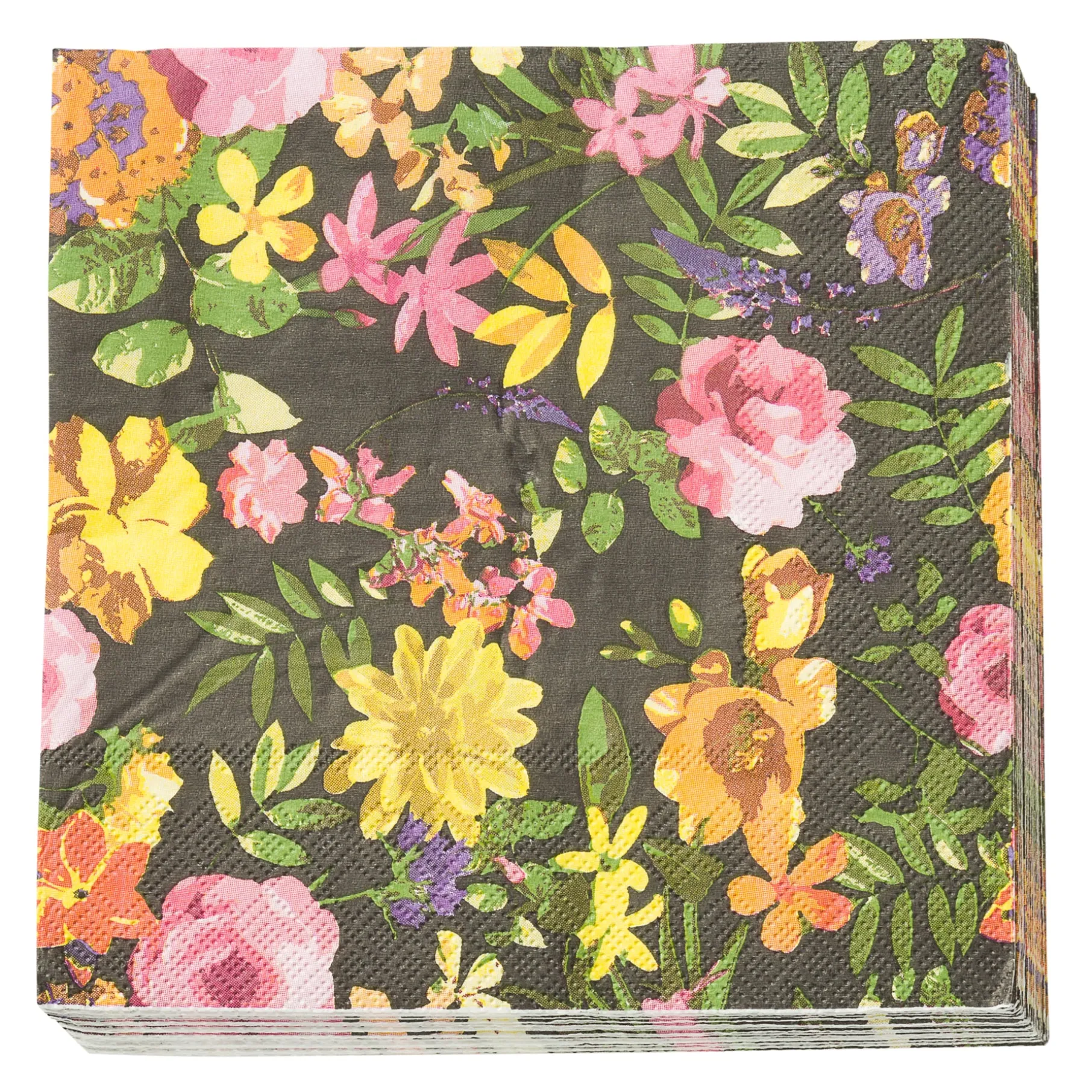 Sort papir serviet m. blomster