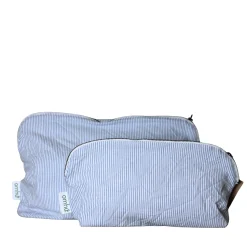 Toilettaske 34x24 cm mini strib blå