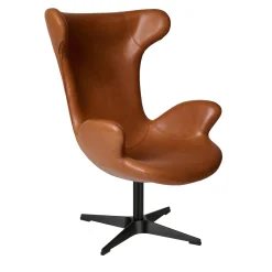 Victor loungestol læder m. sort drejesokkel