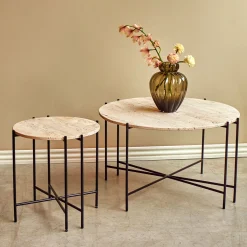 Viola IIII sofabord i travertine Ø45 cm