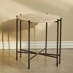 Viola IIII sofabord i travertine Ø45 cm