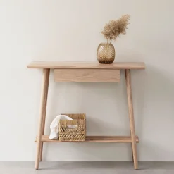 Wood II konsolbord FSC certificeret egetræ - hvidpigmenteret